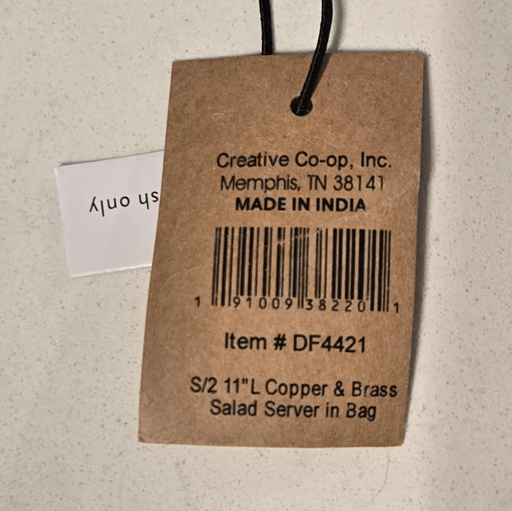NWT Copper & Brass Salad Servers Set with Drawstring Bag